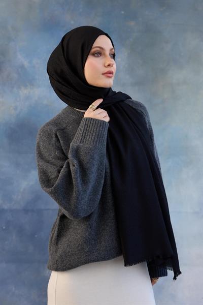 Logo Desen Pamuk Jakar Şal Siyah 8008-10