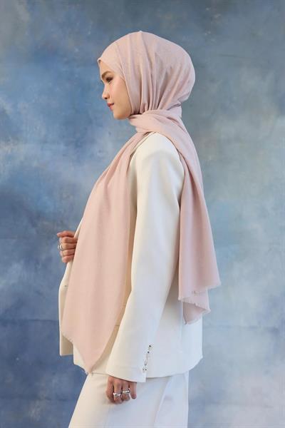 Logo Desen Pamuk Jakar Şal Toz Pembe 8008-21