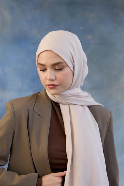 Logo Desen Pamuk Jakar Şal Uçuk Pembe 8008-22