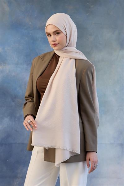 Logo Desen Pamuk Jakar Şal Uçuk Pembe 8008-22