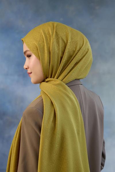 Logo Desen Pamuk Jakar Şal Yağ Yeşili 8008-11