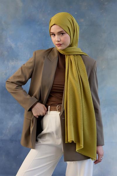 Logo Desen Pamuk Jakar Şal Yağ Yeşili 8008-11