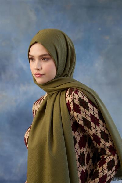 Logo Desen Pamuk Jakar Şal Yeşil 8008-08