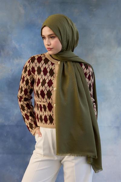 Logo Desen Pamuk Jakar Şal Yeşil 8008-08