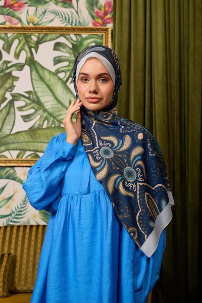 Marrakech Koleksiyon Soft Şal Gece Mavi Gri 3048-08