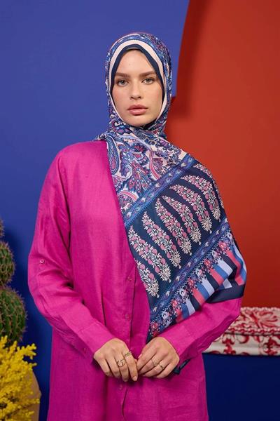 Marrakech Koleksiyon Soft Şal Gece Mavi Pembe 3049-10