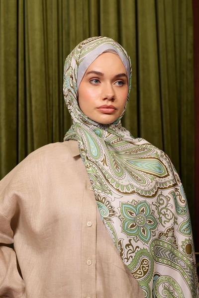 Marrakech Koleksiyon Soft Şal Gri Batalık Yeşili 3048-16