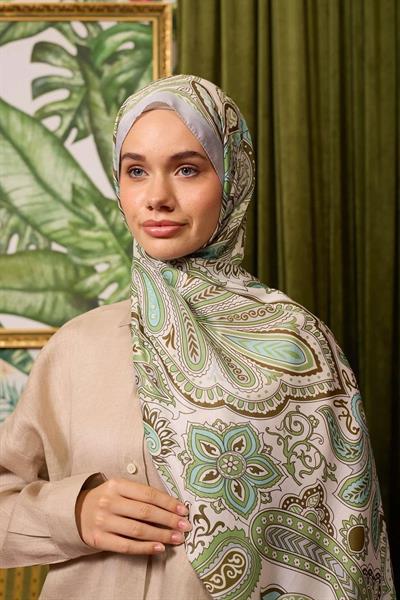 Marrakech Koleksiyon Soft Şal Gri Batalık Yeşili 3048-16