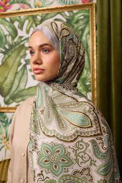 Marrakech Koleksiyon Soft Şal Gri Batalık Yeşili 3048-16