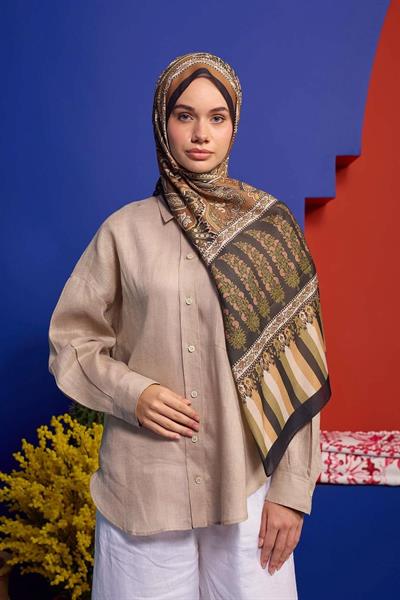 Marrakech Koleksiyon Soft Şal Kahverengi Siyah 3049-03