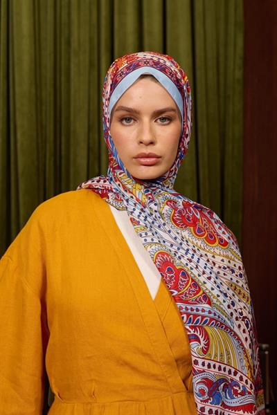 Marrakech Koleksiyon Soft Şal Kırmızı Baby Blue 3047-11