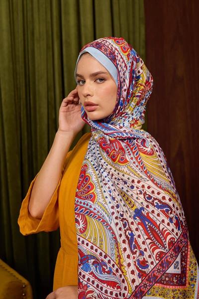 Marrakech Koleksiyon Soft Şal Kırmızı Baby Blue 3047-11