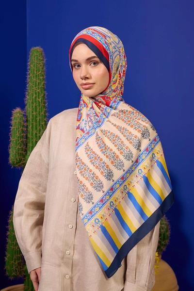 Marrakech Koleksiyon Soft Şal Kırmızı Lacivert 3049-08