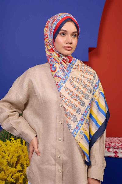 Marrakech Koleksiyon Soft Şal Kırmızı Lacivert 3049-08