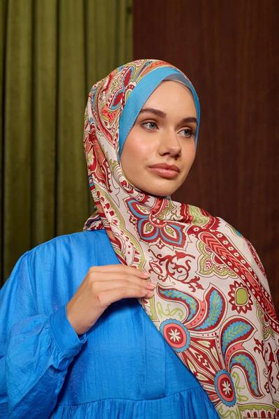 Marrakech Koleksiyon Soft Şal Kırmızı Mavi 3048-06