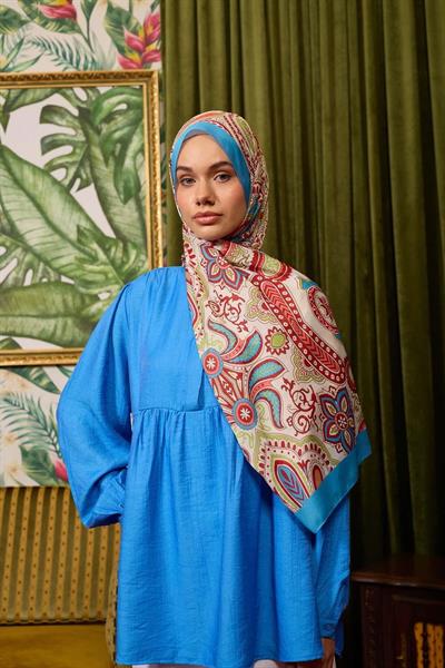 Marrakech Koleksiyon Soft Şal Kırmızı Mavi 3048-06