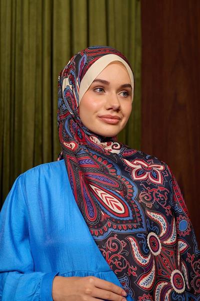 Marrakech Koleksiyon Soft Şal Lacivert Bordo 3048-10