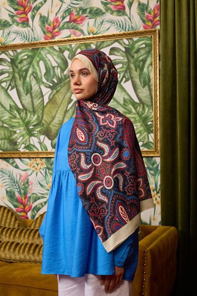 Marrakech Koleksiyon Soft Şal Lacivert Bordo 3048-10