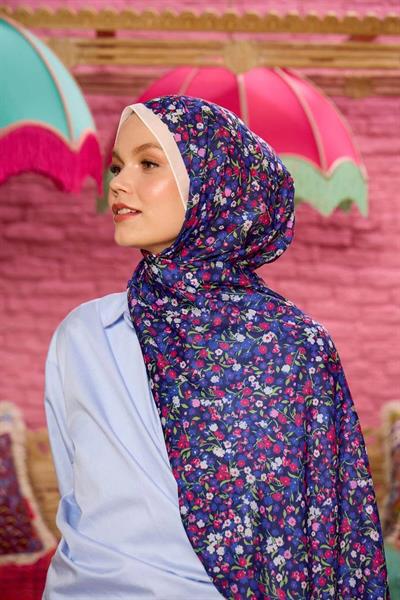 Marrakech Koleksiyon Soft Şal Lacivert Kırmızı 3046-11