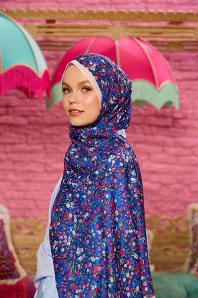 Marrakech Koleksiyon Soft Şal Lacivert Kırmızı 3046-11