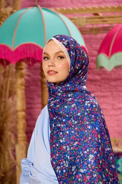 Marrakech Koleksiyon Soft Şal Lacivert Kırmızı 3046-11