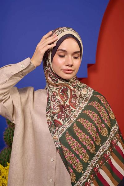 Marrakech Koleksiyon Soft Şal Orman Yeşili Siyah 3049-07