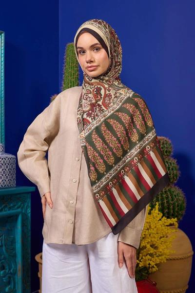 Marrakech Koleksiyon Soft Şal Orman Yeşili Siyah 3049-07