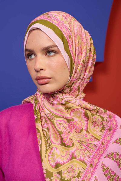 Marrakech Koleksiyon Soft Şal Pembe Yeşil 3049-13