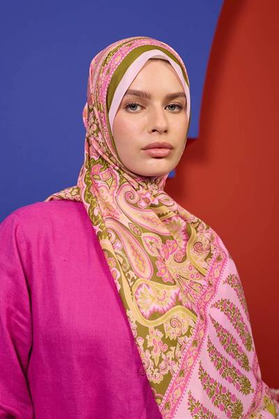 Marrakech Koleksiyon Soft Şal Pembe Yeşil 3049-13