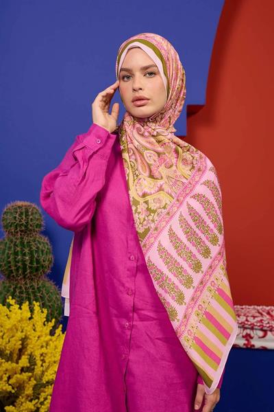 Marrakech Koleksiyon Soft Şal Pembe Yeşil 3049-13