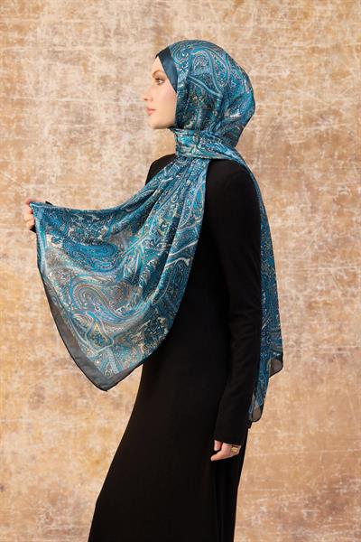 Mavi Hint Vual Şal -  5003-09
