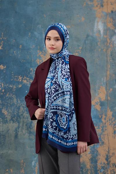 Mavi Hint Vual Şal - 5004-01