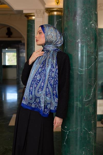 Mavi Hint Vual Şal - 5009-19