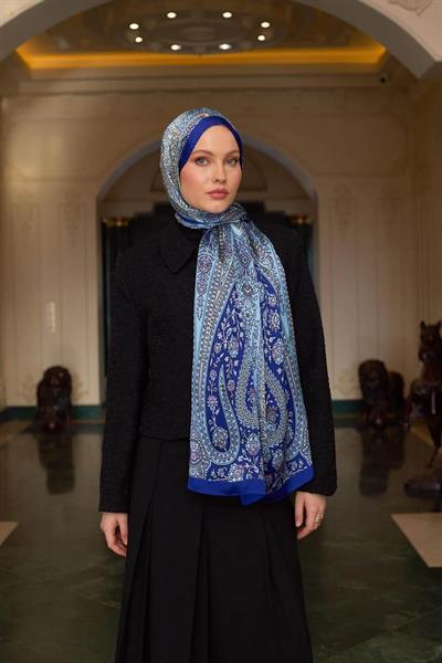 Mavi Hint Vual Şal - 5009-19