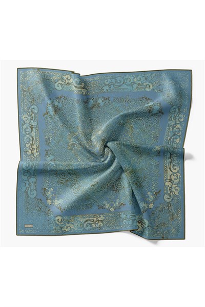 Monare Eşarp Etnik Motif Mavi 90x90