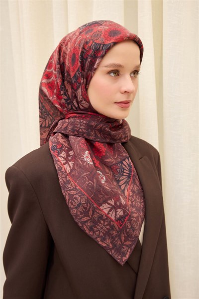 Monare Eşarp Lora Koyu Bordo 90x90