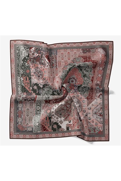 Monare Eşarp Modern Koyu Kırmızı 90x90