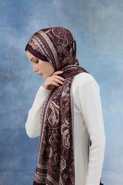 Mürdüm Hint Vual Şal -  5005-05