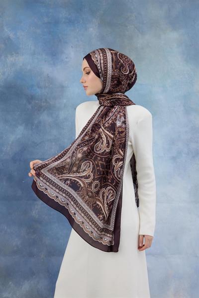 Mürdüm Hint Vual Şal -  5005-05