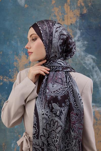 Mürdüm Hint Vual Şal -  5007-14