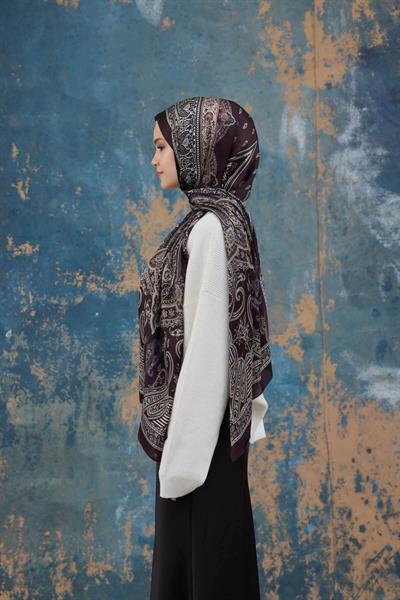 Mürdüm Hint Vual Şal -  5008-15