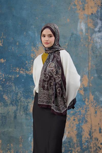 Mürdüm Hint Vual Şal -  5008-15