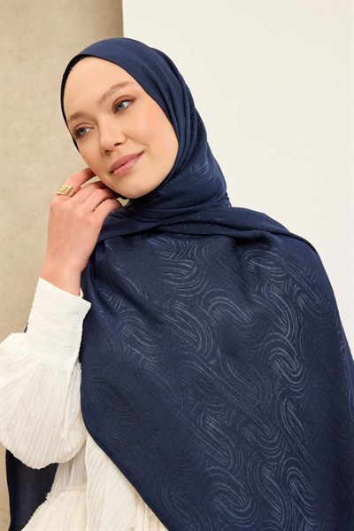 Naia Pamuk Şal Line Desen Lacivert