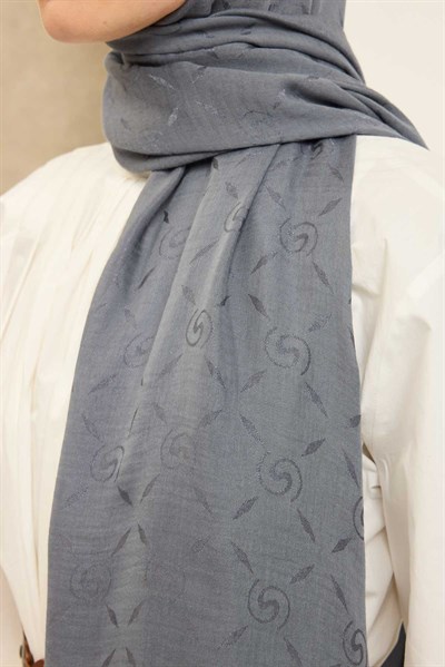 Naia Pamuk Şal Maxi Monogram Füme