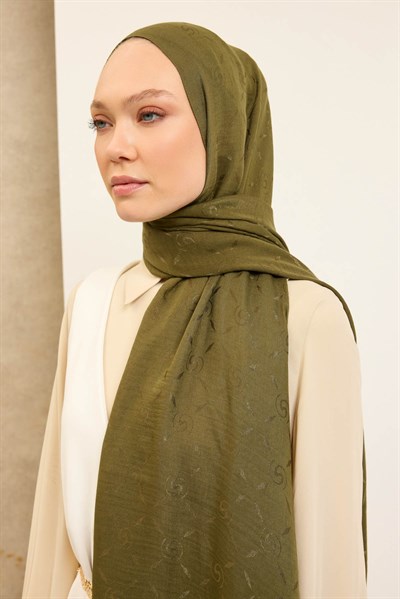 Naia Pamuk Şal Maxi Monogram Yeşil