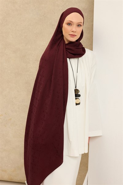 Naia Pamuk Şal Mini Monogram Bordo