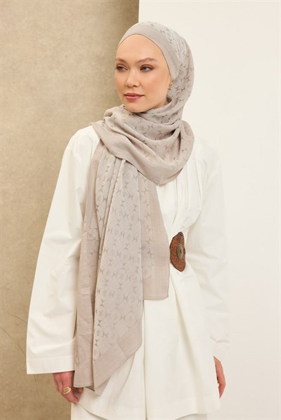 Naia Pamuk Şal Mini Monogram Taş