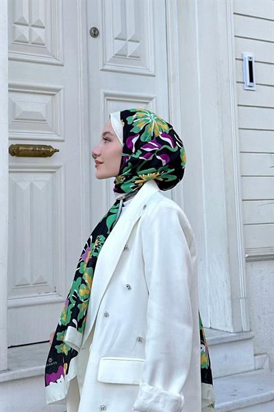 Nature Frezya Soft Şal Siyah Yeşil 3038-12