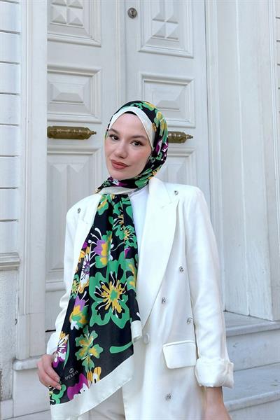Nature Frezya Soft Şal Siyah Yeşil 3038-12