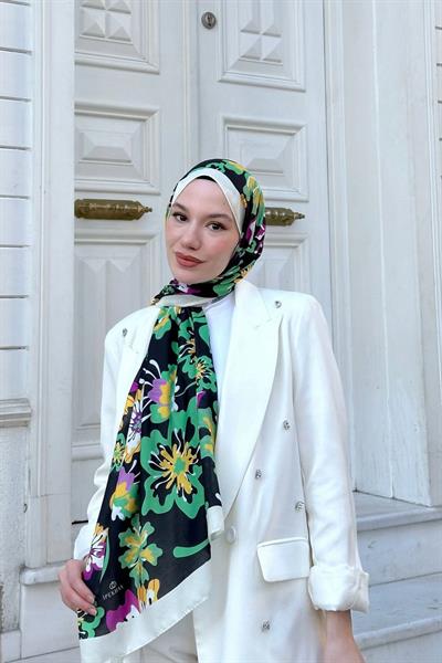 Nature Frezya Soft Şal Siyah Yeşil 3038-12